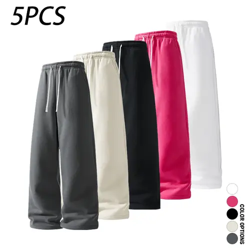 Men's Casual Minimalist Drawstring Joggers Pants - 4 or 5 Packs, Elastic Drawcord Waistband, Essential Sweatpants for Spring & Autumn, Loose-Fit for Everyday Athletic Fitness