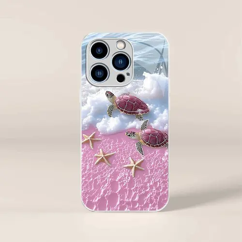 Cute tropical summer vacation phone case, clear coastal island ocean bumper for iPhone 17/16/15/14 Pro Max and Samsung S26/S25/S24 Ultra — 975