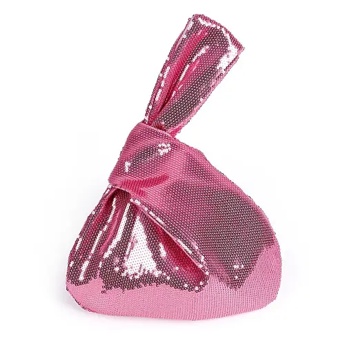 Eomenie Women's Elegant Iridescent Sequin Clutch, Small Lightweight Foldable Evening Bag with Tied Closure & Cute Knot Detail, Fashion Purses with Knot-Pouch Style for Casual Wear