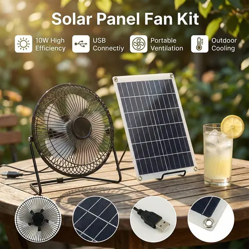 15W Solar Powered Fan with 8 Inch USB Exhaust Fan, Portable Monocrystalline Solar Panel Ventilation Fan for Camping, Greenhouse, RV, Shed & Outdoor Cooling#DealsForYouDays