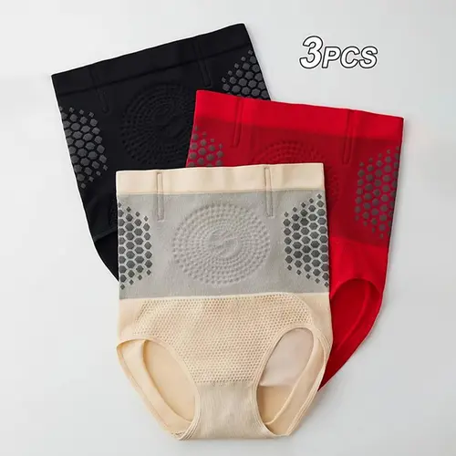 Women's 3-Piece Seamless Shapewear Set - High Waist Mesh Shorts with Tummy Control Compression, Strategic Mesh Panels, Hip Enhancement, No Bumps, Breathable Fabric, Thermal for Workout, Gym Use, Smooth