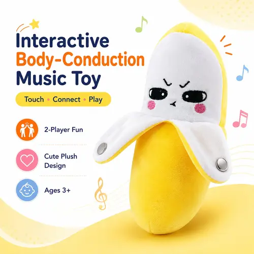 Body Induction Banana Music Game, Funny Interactive Plush Activity for Kids Ages 3+ and Couples, Early Learning Sound Game for Birthday, Party & Family Fun