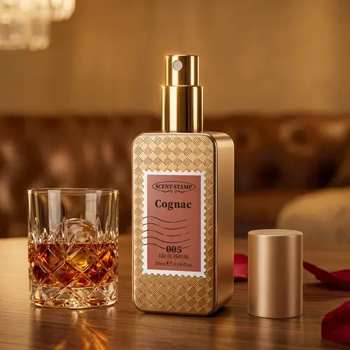 SCENT STAMP #005 Cognac Unisex Edition EDP Liquid Perfume - 0.68oz, Boozy Cognac Hit, Golden Warm Start, Spicy Cinnamon & Vanilla Notes, Creamy Gourmand, Rich Scent, Long Lasting Luxurious Fragrance