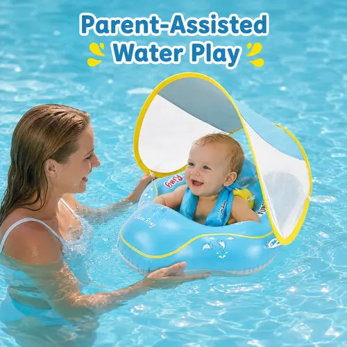 Sunshade Canopy Pool Float for Kids, Inflatable Swim Ring for Summer Pool Days, Beach Trips, Backyard Splash Fun & Family Water Activities