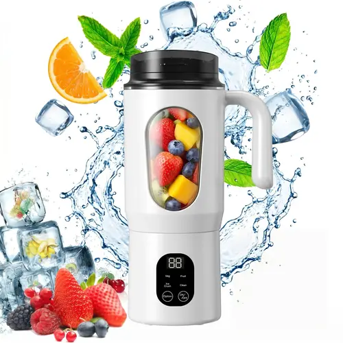 20OZ Silent Cordless Handheld Juicer Blender - USB Rechargeable, 22000 RPM Multi-Gear, BPA-Free Polypropylene, Self-Cleaning, Portable 2-in-1, Ice Crush, Automatic Mixing, LED Display, Abs, Citrus Juicer Compatible, for Frozen Drinks & Healthy Recipes