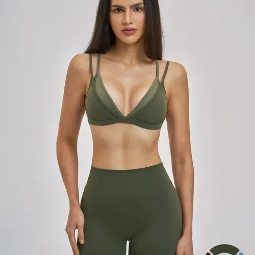 Cross-Border Bare Sensation Triangle Cup Bra, Thin Autumn Sports Set, No Steel Ring, Backless, Slim Straps, Workout Bras, Fitness Wear