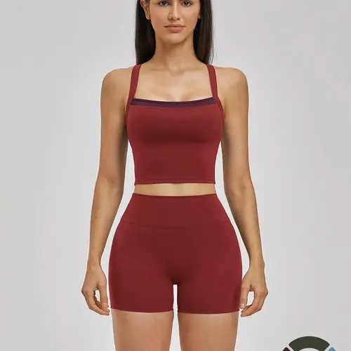European and American Bare Sensation Sports Set, Cross Back Yoga Leisure Set, Running Yoga Set, Comfortable and Stylish Activewear, Stretchy Activewear