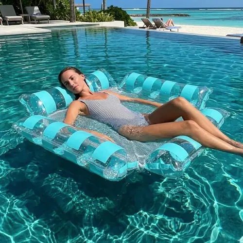 Transparent Inflatable Adult Pool Lounge Chair Float, Portable Summer Beach Raft for Backyard Pool & Beach Fun, Inflatable Water Lounger