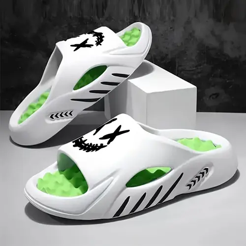 Men's Cartoon Print Lightweight Indoor Outdoor Shower Slippers Footwear, Durable Eva Material, Unisex Design, Casual & Sports Use