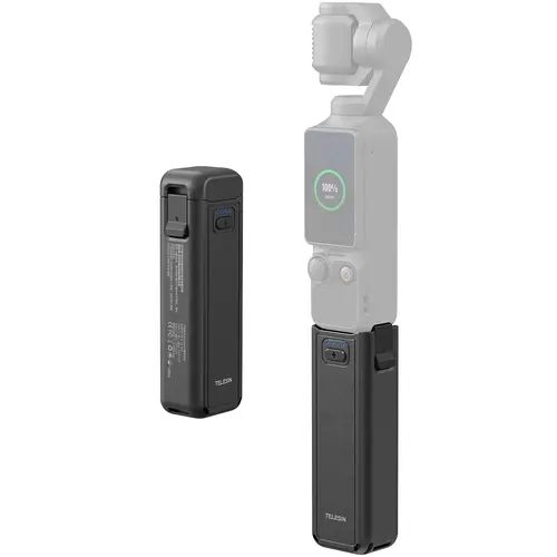 TELESIN Fast Charging Battery Handle for Xtra Muse, DJI Osmo Pocket 4/3 - 5000mAh Extended Camera Accessories Grip, 1.3X Runtime Boost, Charge-While-Shooting, Compact Tripod Mount, Phone-Ready, Smart Protection for Travel, Vlogging