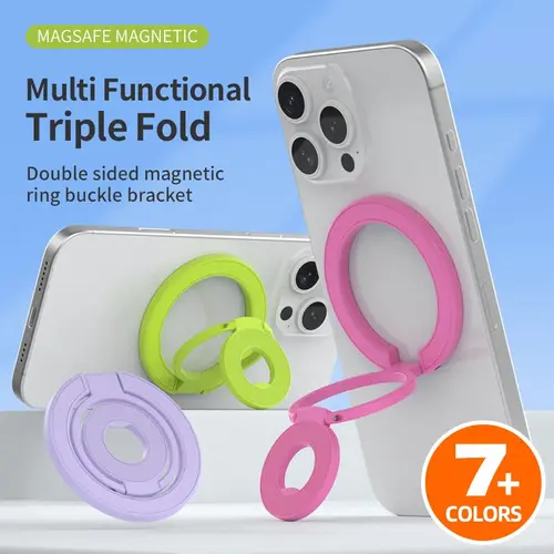 Cute Colorful Dual Magnetic Cellphone Mount - Smartphone Accessory, Magnetic Grip, Adjustable Folding Stand, 360-Degree Rotation, Double-Sided Magnets, MagSafe Compatible, Easy Install/Remove, Gym Accessory for iPhone 17,16,15,14,13#DealsForYouDays