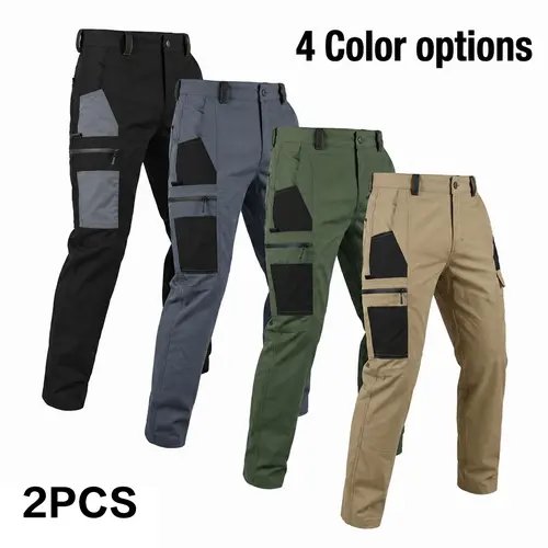 Pack of 2 men’s cargo casual pants, lightweight tactical cargo design, stretch fabric that resists tearing