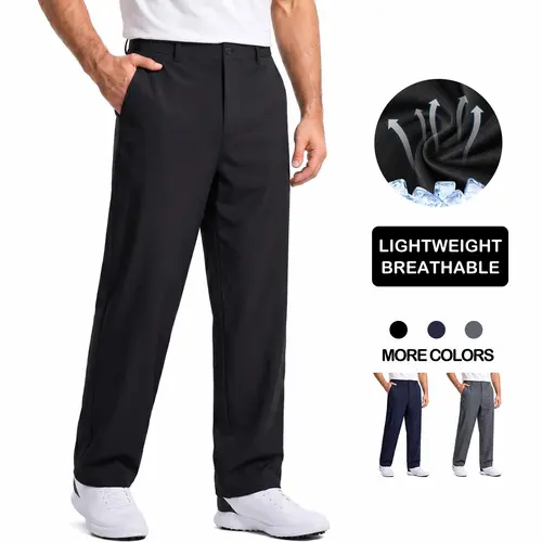 Men’s summer casual pants — lightweight casual long pants, golf athletic pants, everyday men’s bottoms with a loose straight fit