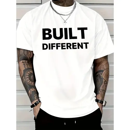 100% cotton Men's Short Sleeve Red T-Shirt, Printed with 'Be Different' Words, Suitable for Casual WearUnisex Crew neck T-shirt for Men And Women,All-Season Comfort,Heavyweight 100% Cotton