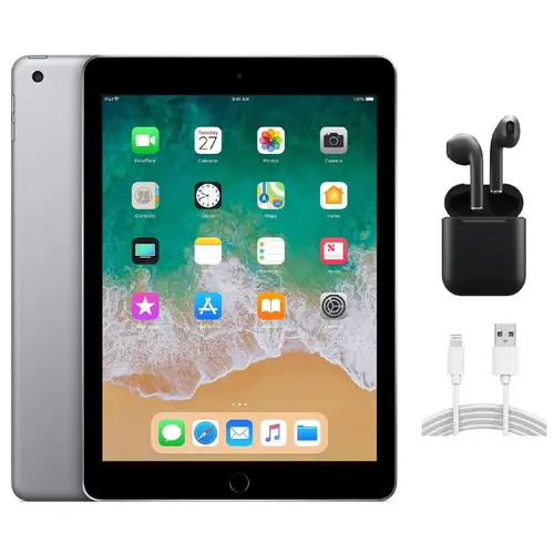 Refurbished Apple iPad 6th Gen WiFi-Excellent Condition with Wireless Earbuds & 1 Year Warranty