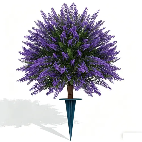 No Water, No Fuss! UV Resistant Artificial Lavender Bush for Year-Round Purple Blooms