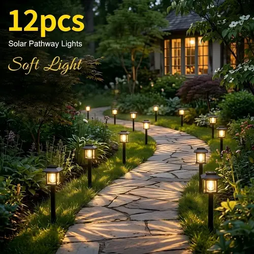 【GLEAM】12/6 Pack Solar Lights Outdoor Waterproof, LED Solar Garden Lights, Outdoor Decorations, Garden Decor for Yard, Patio, Landscape, Planter, Walkway,dorm essentials,home decor,home essentials,camping essentials