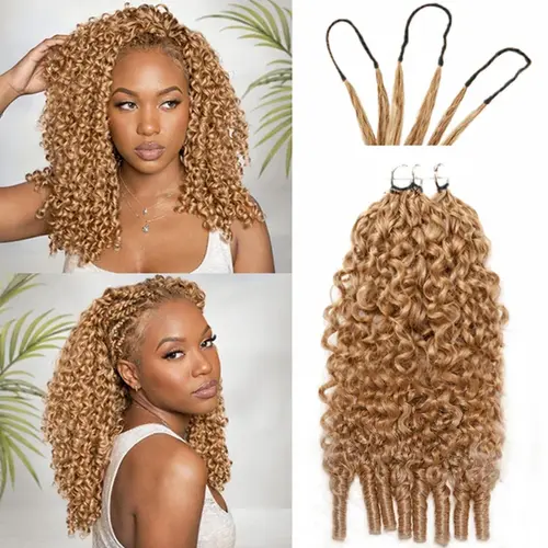 ISEE HAIR Burmese Curly #27 Honey Blonde Crochet Braid Hair Extensions for Miracle Knots Human Hair Extensions Pre-Separated 50g/Pack (32-38 Strands Per Pack）– Knotless Boho Braids Vacation Hair #Summervibe#ISEECrochetNewArrivals