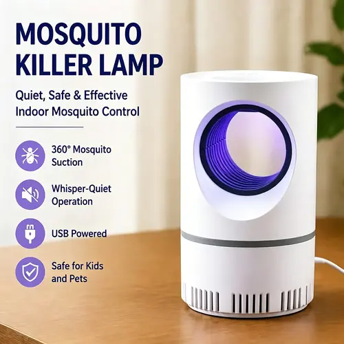 UV Mosquito Killer Lamp, Quiet 360° Omnidirectional Ιnset Trap, USB Powered, Safe For Kids And Pets, Electric Mosquito Repellent Light for Home Camping Patio
