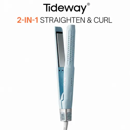Tideway Glacier 2-in-1 Hair Straightener and Curler Tool - Heated Curler, Negative Ion Technology, Extra Wide Heating Plate, 360° Cool Air Styler, 4 Heat Settings, Lightweight Travel Flat Iron for All Hair Types tiktokshopbacktoschool, Hair Tools, Frizz,