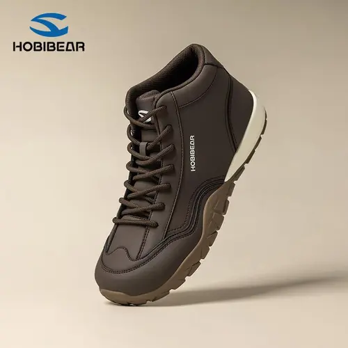HOBIBEAR Men's Unisex Wide-Toe Box Mid-Top Ankle Boots - PU Leather Fabric Hiking Shoes, Outdoor Comfort Footwear for Daily Walking & Camping
