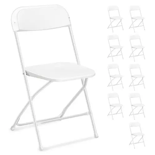 Outvita 4/6/10 Pack White Black Plastic Folding Chair, Indoor Outdoor Portable Stackable Commercial Seat with Steel Frame 350lb. Capacity for Events Office Wedding Party Picnic Kitchen Dining