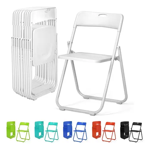 Outvita 10-Piece Foldable Chairs - 300LBS, 6 Colors, Lightweight Plastic + Reinforced Metal Frame | Easy to Fold for Indoor/Outdoor Parties, Weddings, Patios