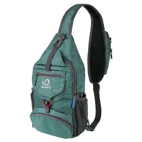 WATERFLY Packable Multifunctional Sling Chest Bag - Nylon Fabric, Compact, Foldable 1-Shoulder Portable Purse with Chest Strap for Hiking, Travel (Sports & Outdoor Gym Accessory)