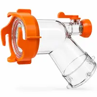 RV Tank Rinser with 45-Degree Clear Sewer Hose Adapter, Shut-Off Valve, Leak-Resistant Bayonet Fitting for 3-Inch Standard RV Sewer Outlets, Reverse Flush for Black Water Tanks