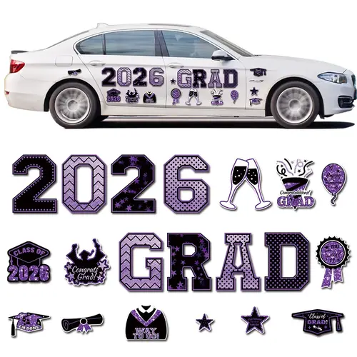 20 Pcs Graduation Magnets 2026 Cruise Door Car Magnets Congrats Grad Cap Magnetic Decorations for Refrigerator Garage Cruise Door Party Stickers