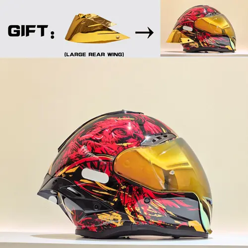 Nbtk Brand Full-Face Motorcycle Helmet, A cool big spoiler as a gift.ECE Safety Certification.Abs Material with Eps Padding, Adjustable Ventilation, UV Protection, Unisex, 3C & Dot Certified, Motorcycle Riding Helmet