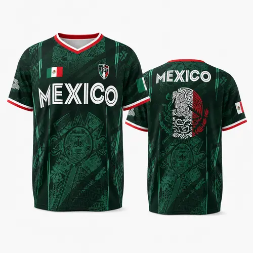 2026 Mexico Soccer Jersey,  Chichén Itzá Pyramid Graphic Retro Soccer Jersey, All over Print, Casual Style for All Seasons, Classic Throwback Jersey Sportswear Top,summerwins,father'sdaygifts