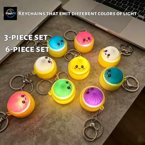 3pcs/6pcs Cute Jiaozi Fidget Keychain Set, PVC Food Grade Stress Relief Toy, Durable, Daily Use, Phone Clip, Party Gift, Fun Accessory