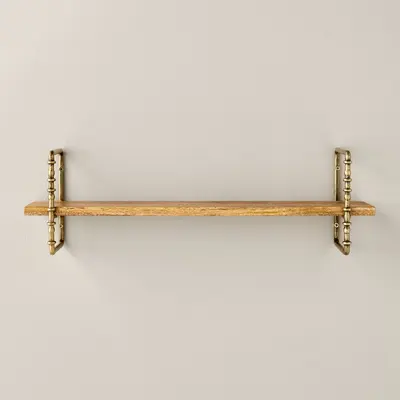 Twisted Brass and Wood Singular Wall Shelf - Hearth & Hand with Magnolia