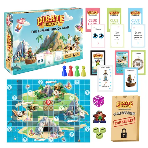 Pirate Island - Reading Comprehension Game for Kids, Grades K-2, Ages 5-8, Story Elements Board Game, Build Inference, Sequencing & Critical Thinking Skills, 2-4 Players