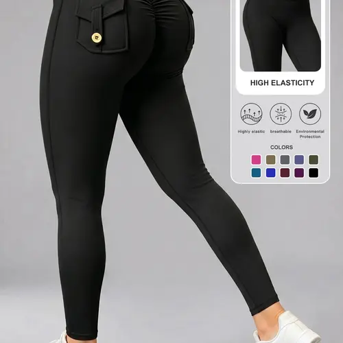 Women's High-Waisted Sporty Skinny Trousers, Athletic Skinny Pants, Ruched Butt-Lifting Yoga Pants, Comfortable for All Seasons, Ideal for Active Lifestyle