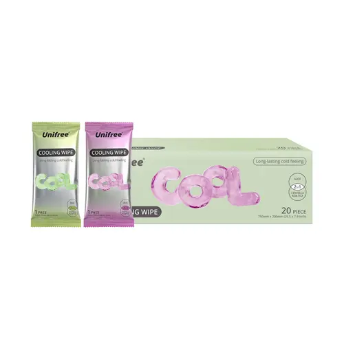 [N] Unifree Menthol Cool Burst Cooling Towels, 20 Individually Wrapped Sheets with Heat Relief & Wipe Coverage, for Workouts, Summer Heat, Students