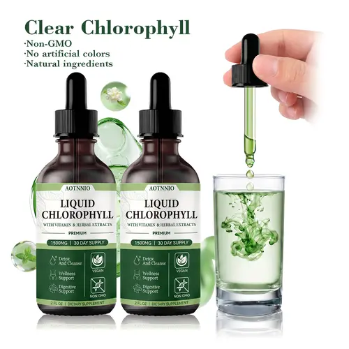 Liquid Chlorophyll Drops | Natural Concentrate | Supports Digestive & Immune Health | Vegan & Gluten-Free | 1500 mg