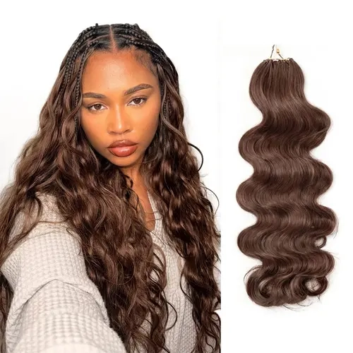 OQ HAIR #4 Brown Body Wave Pre-Separated Feather Crochet 100% Human Hair Extensions For Miracle Knots Boho Braids 4 to 5 Bundles Recommended #SohoChic #TikTokShopBackToSchool