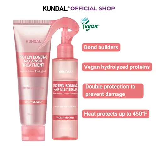 [KUNDAL] Protein Bonding Hair Mist Serum + Leave-in Treatment Set for Damaged, Bleached & Color-Treated Hair[