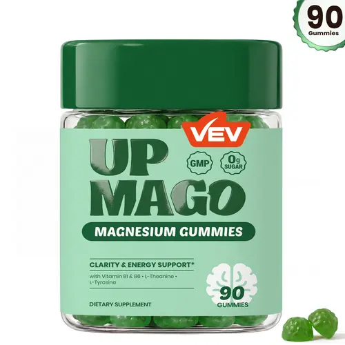 VEV UPMAGO Sugar-Free Magnesium Malate Gummy Supplement Stack - 90ct, Vegan Chewable Mineral & Blended Vitamins, L-Theanine Calm, L-Tyrosine Boost, B1+B6 Support, 0g Sugar Dietary Supplement