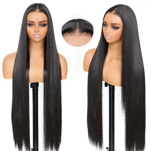 30 Inch Long Straight Synthetic Wig, Wear and Go 9x7 HD Lace Front Glueless Wig, Pre Plucked Natural Hairline with Tiny Knots for Daily & Party Use