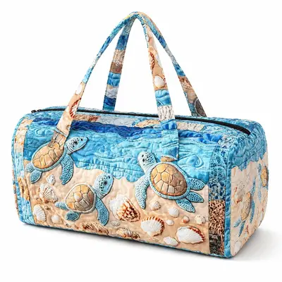 Travel Duffle Bag, Unisex Quilted Sea Turtle Weekender, Lightweight and Sporty Hippie Style for Gym or Overnight Trips, Travel Duffels