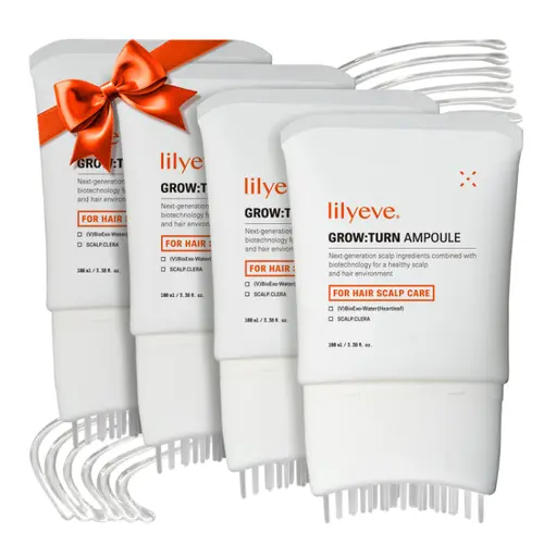 [LILYEVE] GROWTURN Hair Growth Serum 4-Pack with Built-In Brush | Exosome Scalp Serum, Hair Thickening & Strengthening, Korean Hair Care | 3.38 fl. oz.