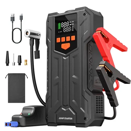 16800mAh Peak Jump Start Power Portable Jump Starter with Tire Inflator - 12V Automotive Battery Jumper Pack, Reverse-Safe Start, Car Accessories for 12V Cars/Trucks, 10.0L Gas/9L Vehicles, -4°F to 140°F Use,toolupgrade