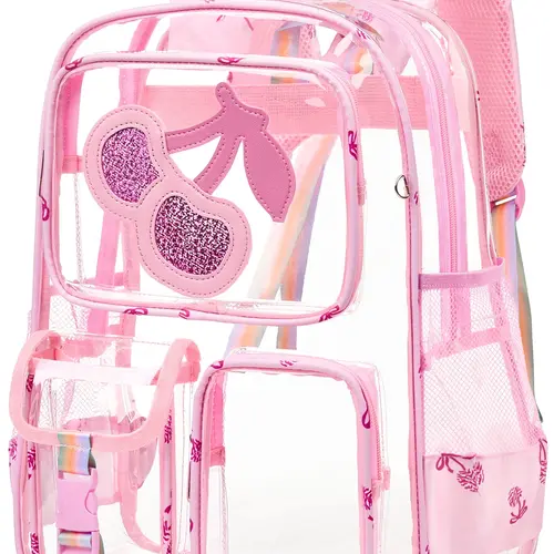 Dakimoe Clear Backpack Butterfly Heavy Duty Transparent Bookbag Teen Girlish Cute Bag Large Capacity See Through Backpacks Stadium Approved Daypack for Middle School College Sport/Travel