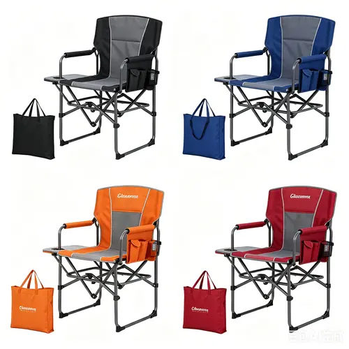 Heavy Duty Oversized Camping Director Chair for Adults – Portable Folding Outdoor Lawn Chair with Side Table, Cupholder, Side Pocket, Supports 400 lbs, Ideal for Camping, Beach, Picnic, Fishing, Tailgating arm