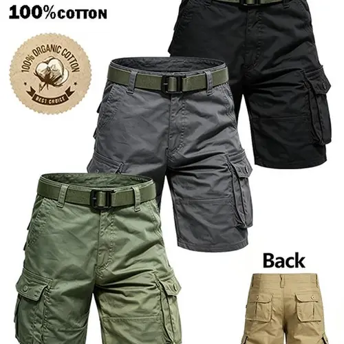 Men's Lightweight Utility Shorts - 3-Pack Tactical Cargo Style with Multifunc Pockets, Wear-Resistant, Wrinkle-Resistant, Breathable Fabric, Men's Clothing for Golf & Outdoor Hiking