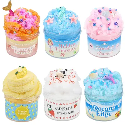 Super Clay Slime DIY Soft, Ocean Cartoon Fluffy & Super Stretchy Sensory Clay. Perfect for Anxiety Reduction, Fidget Relief, Decompression Squeeze. Stress Relief, Valentine's Day and Easter gifts, suitable for children to exchange gifts.