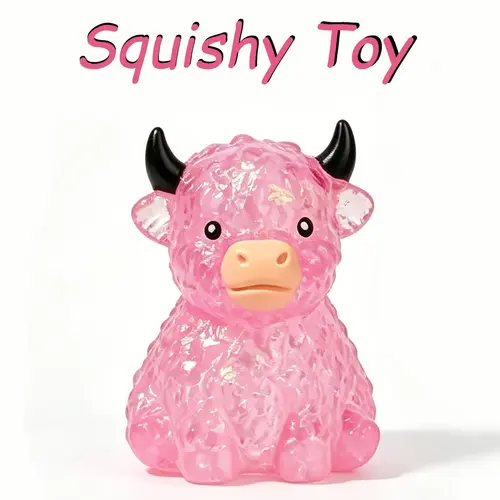 Mini Highland Cow Squishy - Slow Rising Squishies Toys, Unisex Fidget Toys, Sensory Stress Relief Squeeze Item, Unique Gifts, Party Favor for Cow Enthusiasts, Easter